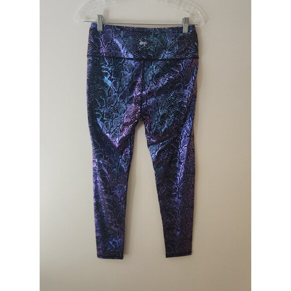 DOV DOVPOD Snakeskin Metallic Leggings Exotic Yoga Pants Blue Purple Large - Picture 8 of 14